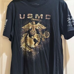 Grunt Style Black and Gold USMC Short Sleeve Tee